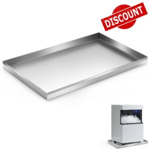 Wesiti Ice Maker Drain Pan 24" x 15" x 1.5" Water Damage Prevention Stainless Steel Welded Ice Maker Drain Pan