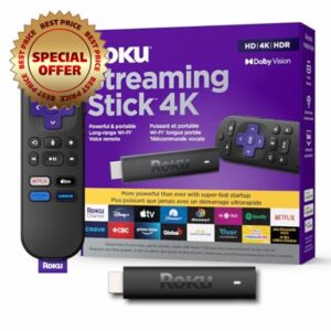 Roku Streaming Stick 4K | Streaming Device 4K/HDR/Dolby Vision with Voice Remote with TV Controls and Long-Range Wi-Fi (Renewed)