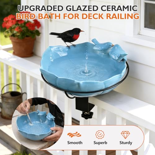 Easy Install Balcony Patio Birdbath for Outside Backyard Decoration