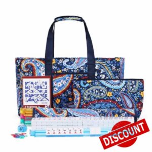 American Mahjong Tile Set with Navy Printed Carrying Bag