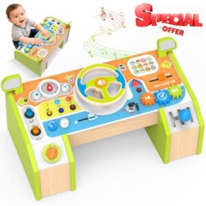 Montessori Busy Board Car Steering Wheel Toy for Toddlers 1-3