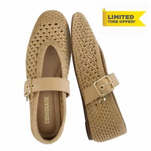 CUSHIONAIRE Gabby Woven Mary Jane Ballet Flats for Women