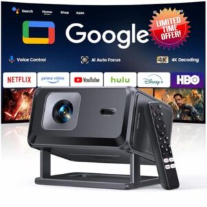 Smart Projector [Google TV Built-in & 4K Support] with WiFi and Bluetooth