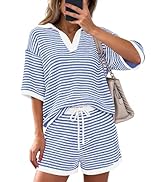 PRETTYGARDEN Womens 2 Piece sets Summer Cap Sleeve Tops Palazzo Pants Dressy Casual Vacation Trav...