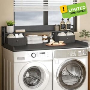 2-Tier Washer Dryer Countertop with 2 Drawers & Shelf