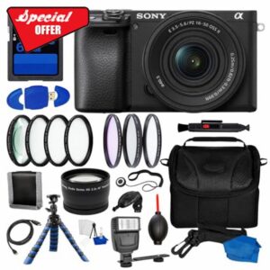 Sony Alpha a6400 Mirrorless Camera with 16-50mm Lens II + 17PC Accessory Bundle – 24.2MP APS-C