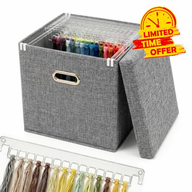 Hanging Embroidery Floss Organizer Box - 10 Acrylic Thread Storage Bars (150 Holes) | Ideal for Keeping Embroidery Thread Neat and Making It Easily Accessible for All Embroidery Enthusiasts.