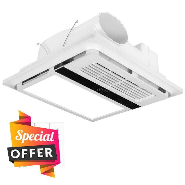 All-in-One Bathroom Heater Fan with Light | 1800W Rapid Heat