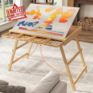 27.5" H Folding Puzzle Table with Drawers for 1500 Piece