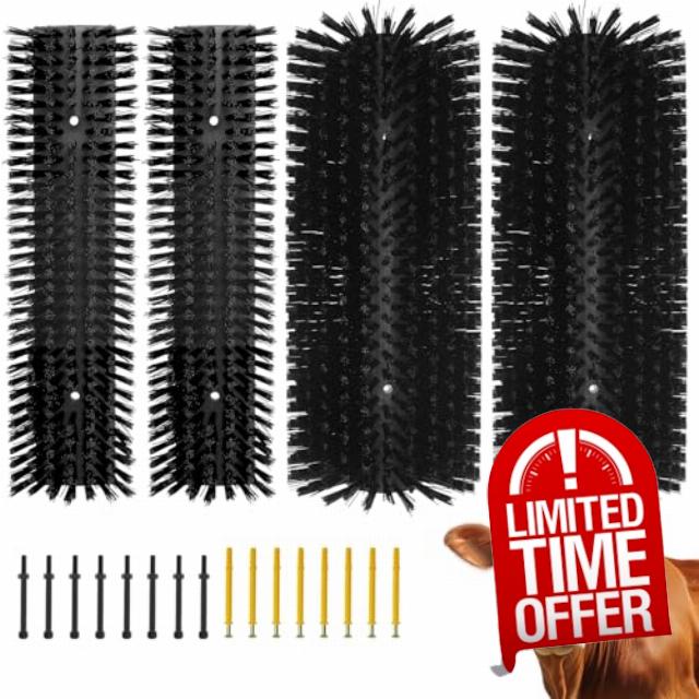 4PCS Livestock Scratching Brush Goat Scratching Tool Post Massage Grooming Brush with 8 Screws for Animals Back Scratcher Itch Brushes for Cattle