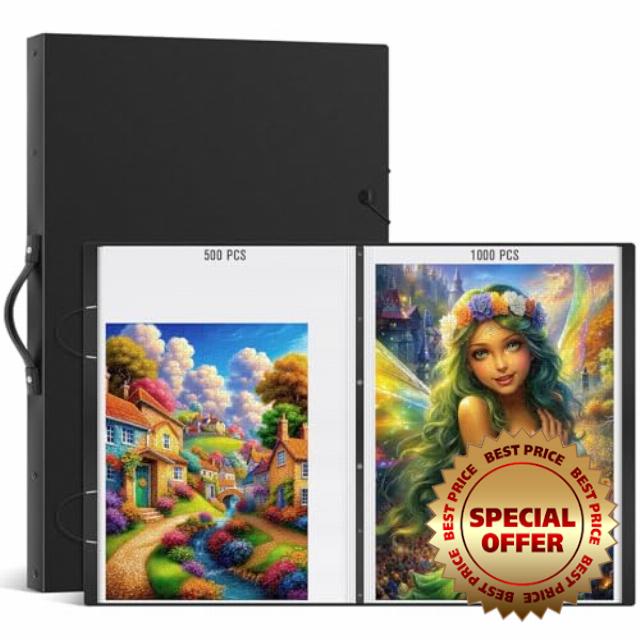 Puzzle Storage Folder for 1000 500 Pieces with 24 Sheets/48 Puzzles
