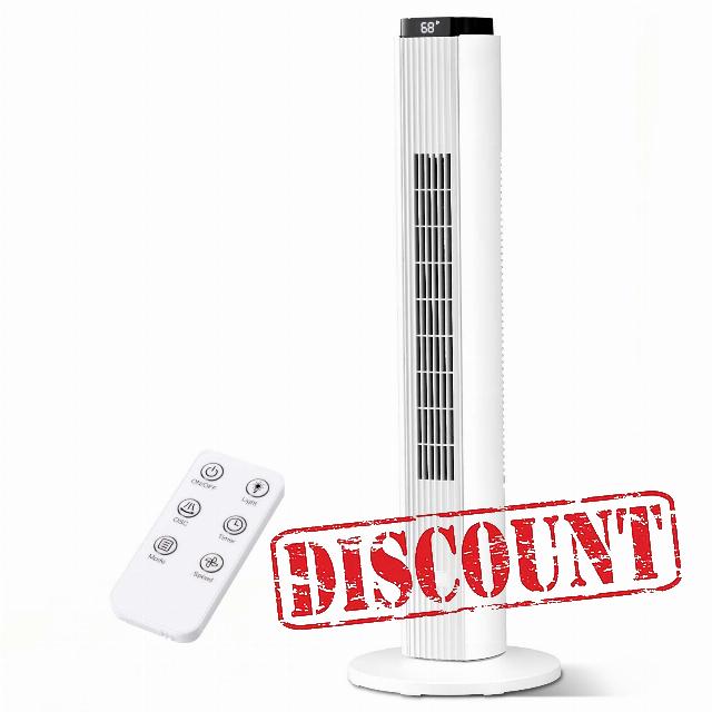 Antarctic Star 37-Inch Bladeless Portable Tower Fan 80°Oscillating