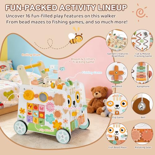 16-in-1 Montessori Activity Center Bead Maze Shape Sorter Xylophone