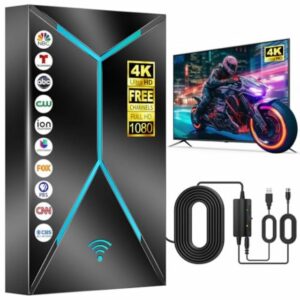 2026 Upgraded TV Antenna Indoor Outdoor – 3500+ Miles Long Range HDTV Antenna with Signal Booster & 26FT Coaxial Cable