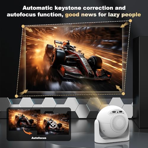 4K Support 180° Rotatable Auto Focus & Keystone Portable Proyector with Built-in APPS and Speaker Outdoor Movie Home Theater Projecto