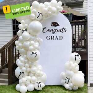2026 Graduation Decorations - 6.6Ft DIY Balloon Arch with Bows Backdrop Kit - Class of 2026 Grad Photo Party Decor Supplies for College High School