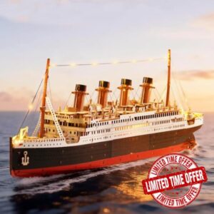 Rolife 3D Wooden Puzzles for Adults-Titanic Model Kit with LED Lights- DIY Ship Building Kit for Home Desk Decor- Brain Teaser Gifts for Puzzle Lovers & Maritime Collectors
