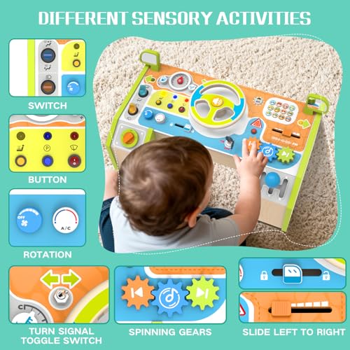 Wooden Sensory Activity Board with Light Sound