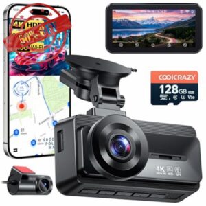 Coolcrazy 4K Dash Cam Front and Rear