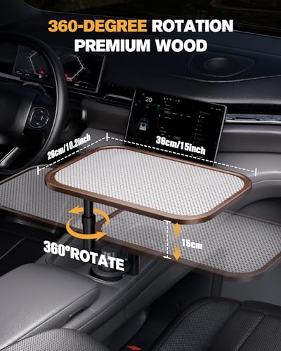Car Table & Car Tray with 360° Rotating Cup Holder