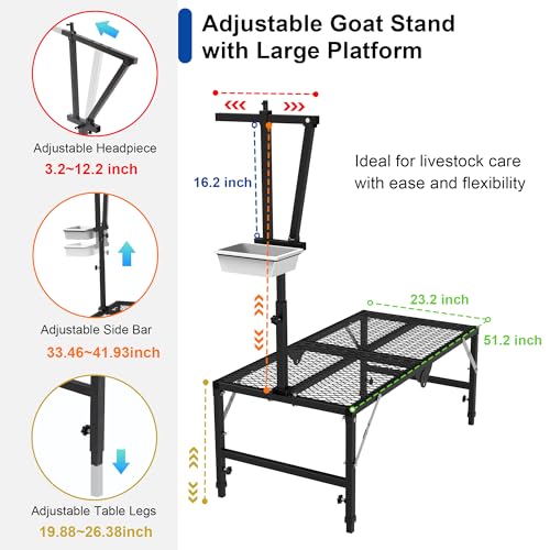 500lbs Capacity Goat Sheep Stand for Trimming Shearing Milking Hoof with Adjustable Headpiece and Heigh