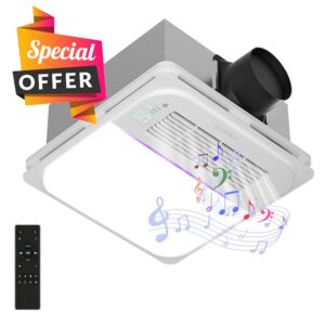 5-IN-1 Bathroom Exhaust Fan with Heater 1600W & 3CCT LED Light & Humidity Sensor