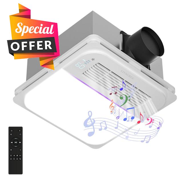 5-IN-1 Bathroom Exhaust Fan with Heater 1600W & 3CCT LED Light & Humidity Sensor