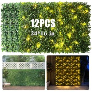 12 Pack 24"x16" High‑Density Greenery Wall Panels for Privacy Fence Screen