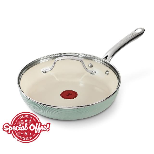 T-Fal Inspire Ceramic Frying Pans Nonstick 10.5 Inch Skillet with Lid