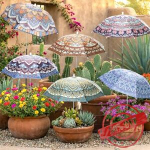 Hillban 6 Pack Plant Shade Umbrellas for Outdoor Plants 23.6" Large Garden Umbrella Shade for Potted Flower with Adjustable 40" H Sunshade Cover for Patio Garden Bed Flowers(Mandala)