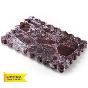 14" x 10" Large Genuine Rosso Levanto Scalloped Marble Tray