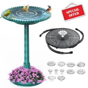 AISITIN 28 Inch Bird Bath with 3.5W Solar Fountain for Outside