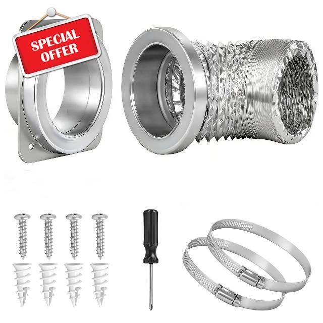 Magnetic Dryer Vent Connector Kit Airtight Seal Magnetic Dryer Vent Coupling Easy to Clean Lint Quick Connect for 4“ Including a 3.3ft Save 4-6in of Space
