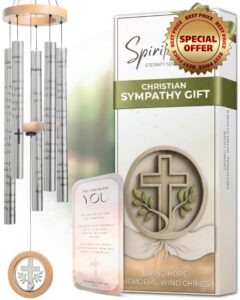 Living Hope Christian Memorial Wind Chimes for Loss of Loved One - Beautifully Packaged Sympathy Wind Chimes for Outside with Sympathy Card & Floral Keepsake - Religious Memorial Gifts for Loss (32")