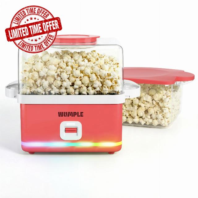 Popcorn Machine with Bowl - 12 Cup Electric Popcorn Maker for Home Movie Nights & Parties - Countertop Popcorn Popper - Red