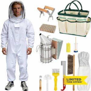 Blisstime 13pcs Bee Hives Starter Kit Beekeeping Supplies with Bee Suit