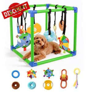 Puppy Play Gym with 8 Hanging Toys for Small Dogs