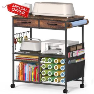 Rolling Craft Cart with 16 Vinyl Roll Holders