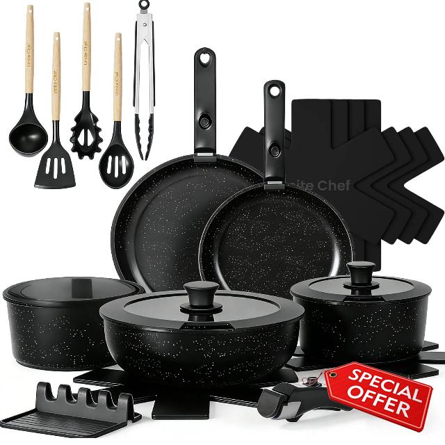 Umite Chef 21Pcs Pots and Pans Set Non Stick