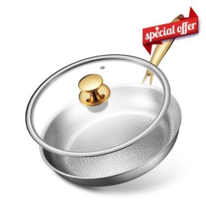 Titanium Pans for Cooking | 12 Inch Pure Tagine Titanium Skillet with Lid | Hammered Chef-Grade Design | PFAS/PFOA/PTFE-Free | Induction & Oven-Safe
