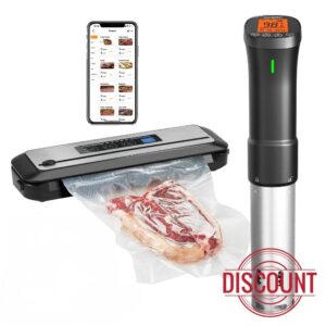 INKBIRD WIFI Sous Vide Cooker ISV-200W and Vacuum Sealer Machine | 1000W Sous-Vide Cooker Immersion Circulator with 14 Preset Recipes on Thermal Immersion