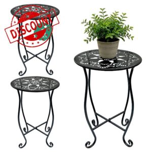 Arbuxzuy 3 Packs 17" Tall Round Metal Outdoor Side Tables for Patio