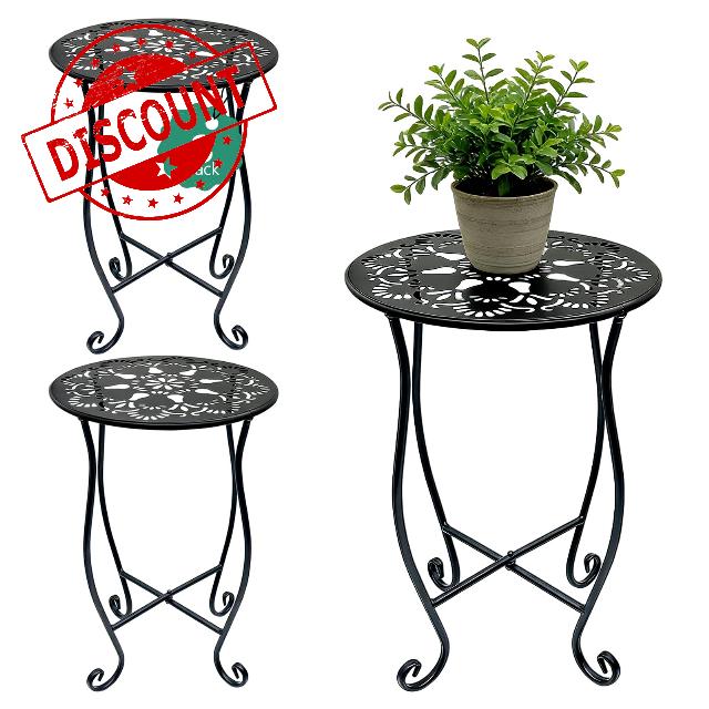 Arbuxzuy 3 Packs 17" Tall Round Metal Outdoor Side Tables for Patio