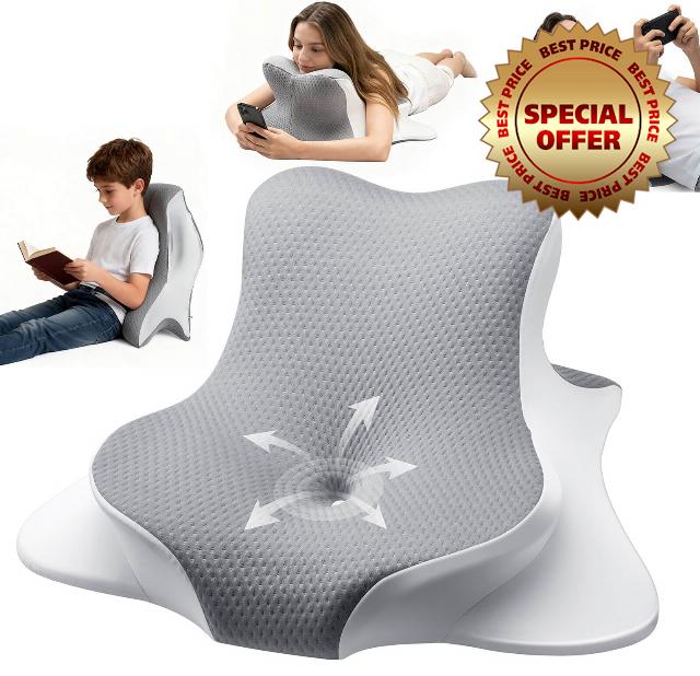 Ergonomic Memory Foam Reading Pillow - Wedge Back & Neck Support for Bed
