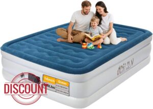 air Mattress Queen with Built in Pump 14 Inch Portable Inflatable Mattress Deluxe Flocking Inflatable Mattress for Temporary Guest Accommodation