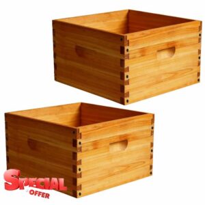 2 Pack Beehive Deep Brood Box 10 Frame Langstroth Deep Brood Bee Hive Box Beekeeping Supplies