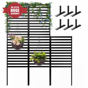 46.4" H X 47.3" W Metal Privacy Screen Outdoor - 10 Panels Freestanding Privacy Fence Panels with Stakes - Decorative Garden Air Conditioner Trash Can Pool Equipment for Backyard Patio