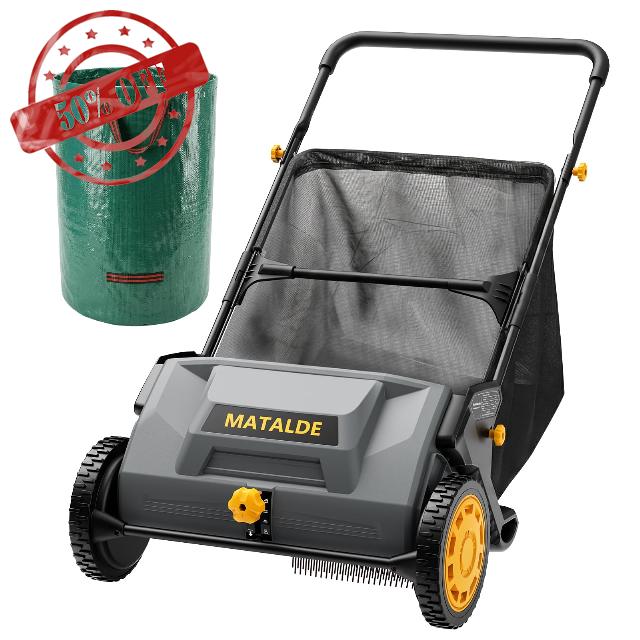 21" Push Lawn Sweeper with 103L Mesh Collection Hopper Bag