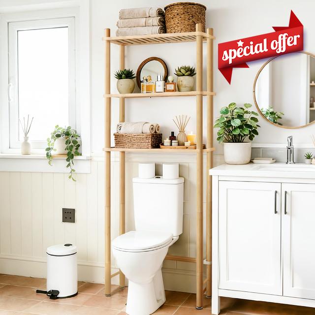 WANGMUXIA 3-Tier Bamboo Over the Toilet Storage Shelf
