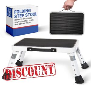 Arrigo Folding Step Stool with 3 Adjustable Heights – 330lb Capacity